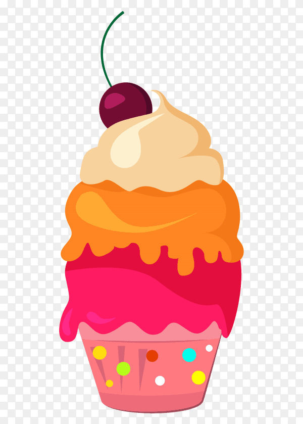 Colorful ice cream cupcake Clipart PNG
