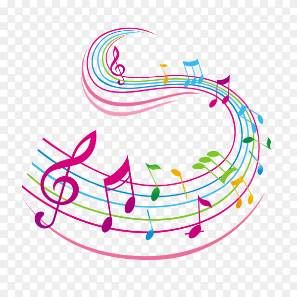 Colorful musical notes Premium Vector PNG