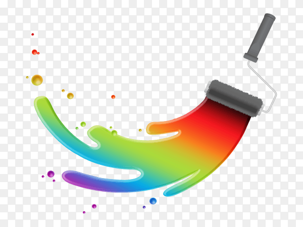Colorful paint with gray bruch vector PNG