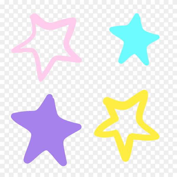 Colorful stars on transparent PNGB