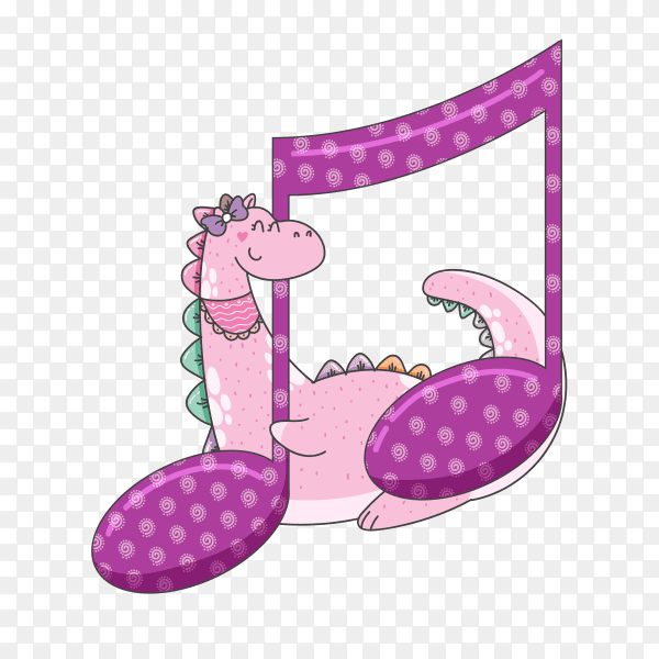 Cute dinosaur characters music illustration Clipart PNG