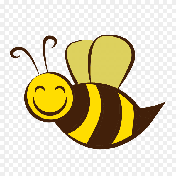 Cute little bee cartoon on transparent background PNG
