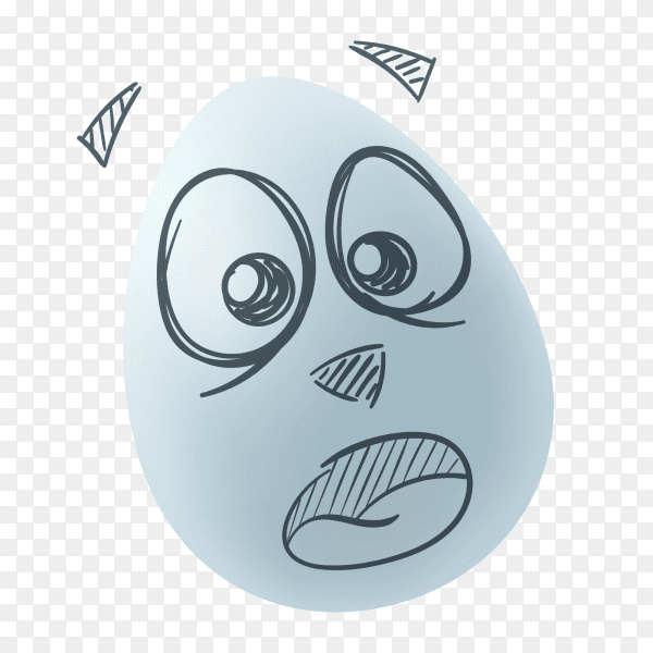 Easter egg with hand drawn face with open mouth vector PNG