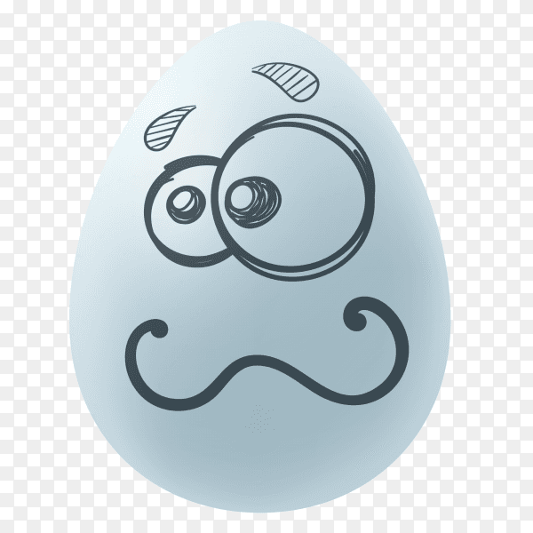 Easter egg with hand drawn face with rolling eyes Clipart PNG