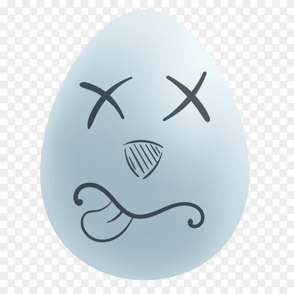 Easter egg with hand drawn face with tongue emoji Premium vectro PNG