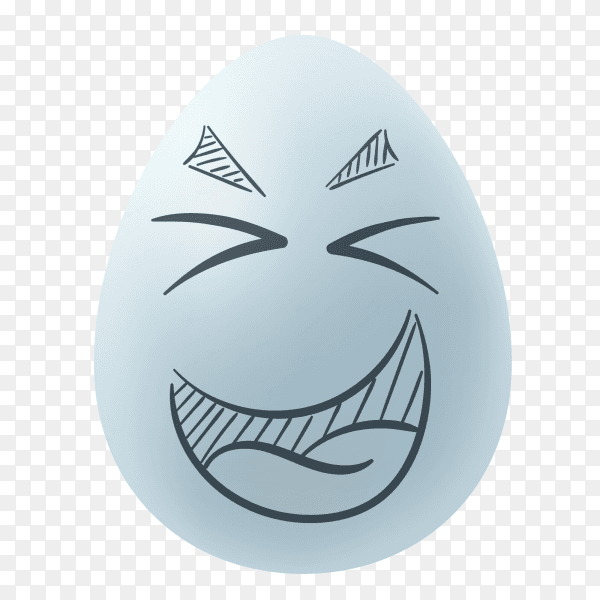 Easter egg with hand drawn happy face on transparent background PNG