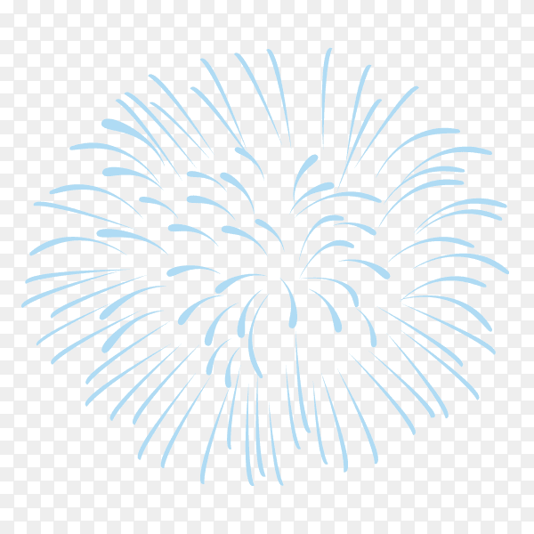 Festive fireworks with bright blue sparks on transparent background PNG