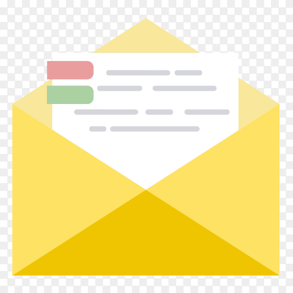 Flat design opened envelope with note paper vector PNG