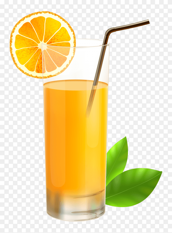 Fresh orange juice in glass on transparent PNG