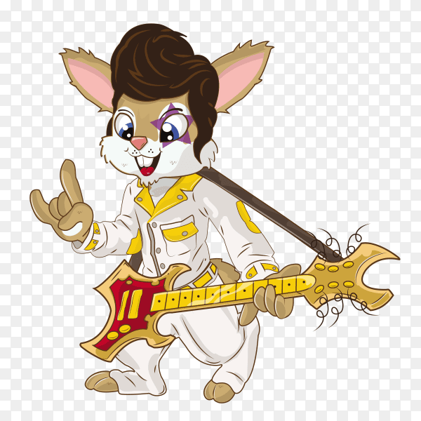 Funny rat cartoon playing music Premium vector PNG
