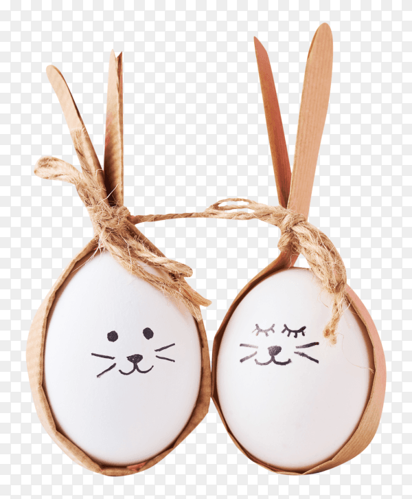 Funny homemade eggs with faces on transparent background PNG