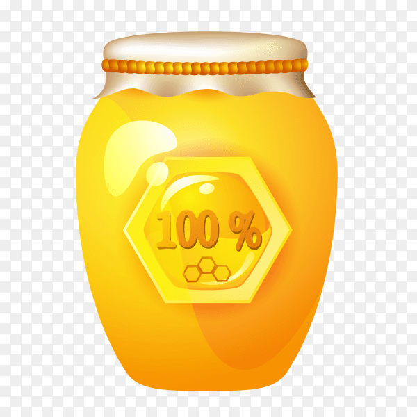 Glass jar with honey on transparent backgroud PNG