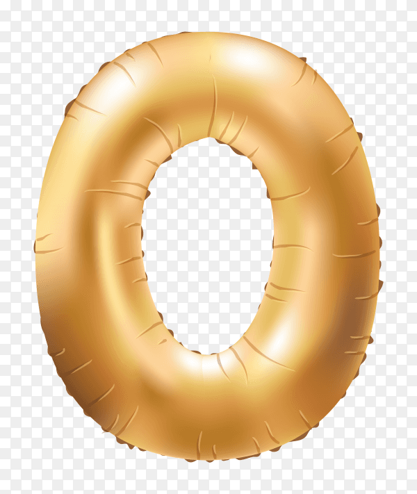 Gold metallic helium alphabet balloon foil letter O on transparent PNG