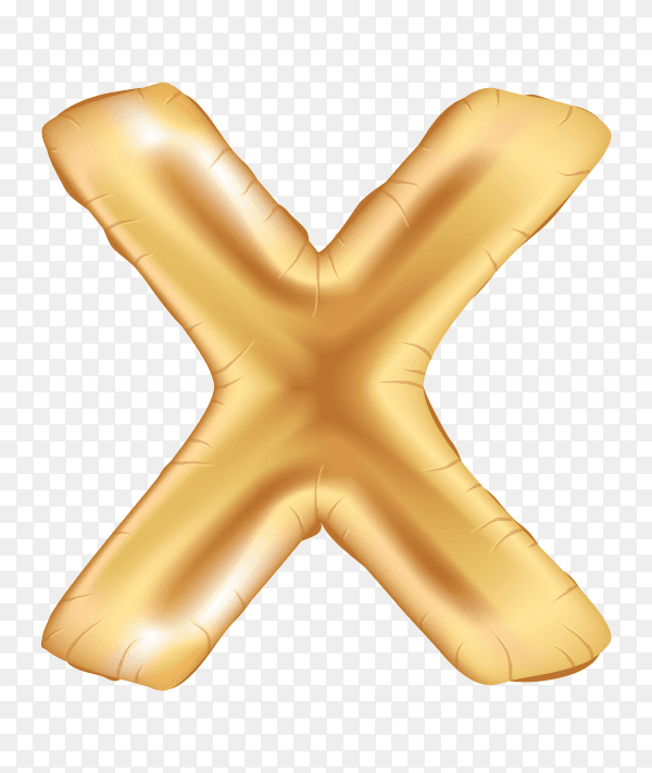 Gold metallic helium alphabet balloon foil letter X Clipart PNG