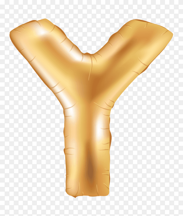 Gold metallic helium alphabet balloon foil letter Y vector PNG