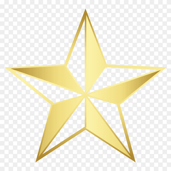 Golden star on transparent background PNG