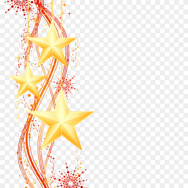 Golden stars with fireworks premium vector PNG