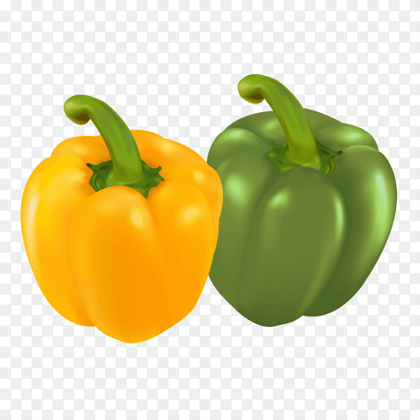 Green and yellow pepper Premium vector PNG
