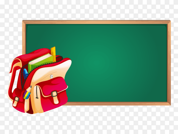 Green board school with Red bag Clipart PNG