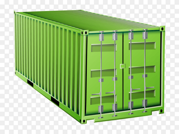 Green cargo container Premium vector PNG