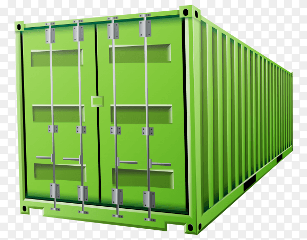Green cargo container on transparent background PNG