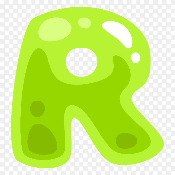 Green color shaped R letter vector PNG