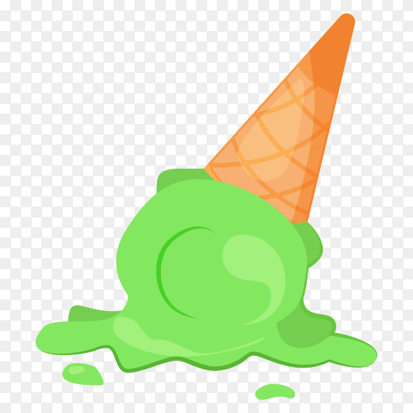 Green ice cream cone vector PNG