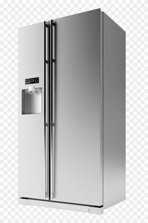 Grey American Style Fridge Freezer Isolated on transparent PNG