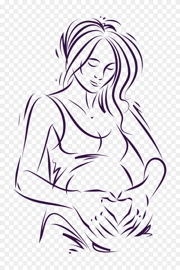 Hand drawing for pregnancy clipart PNG