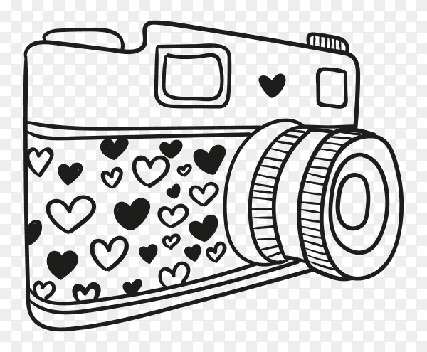 Hand drawn camera illustration Premium vector PNG