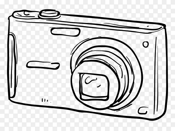 Hand drawn camera illustration on transparent background PNG