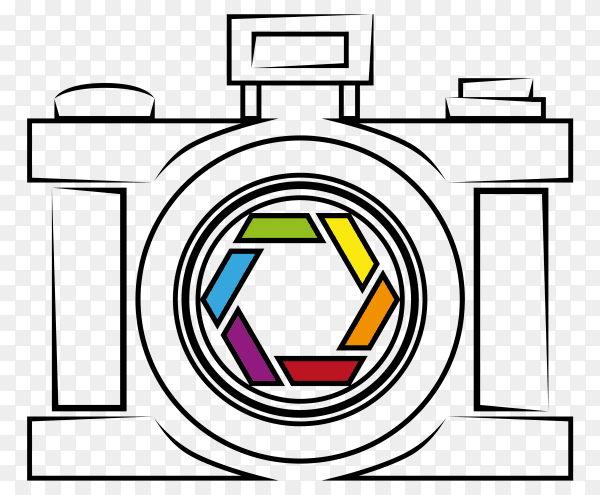 Hand drawn camera illustration vector PNG