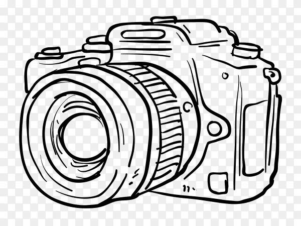 Hand drawn camera on transparent background PNG