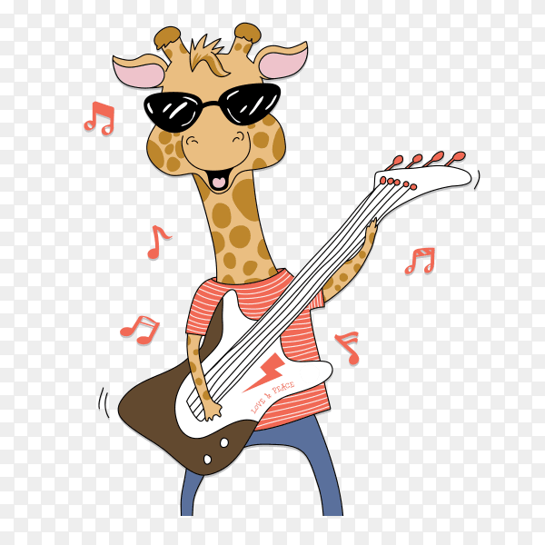 Hand drawn giraffe design t-shirt printing on transparent PNG