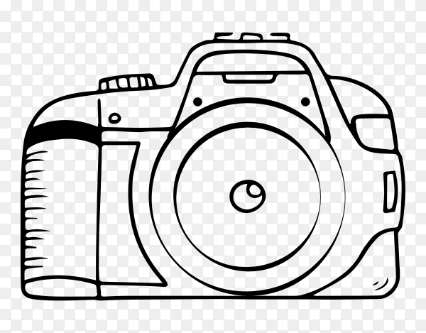 Hand drawn sketch of camera on transparent background PNG
