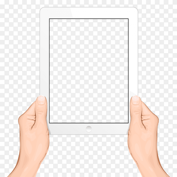 Hand holding white smartphone vector PNG