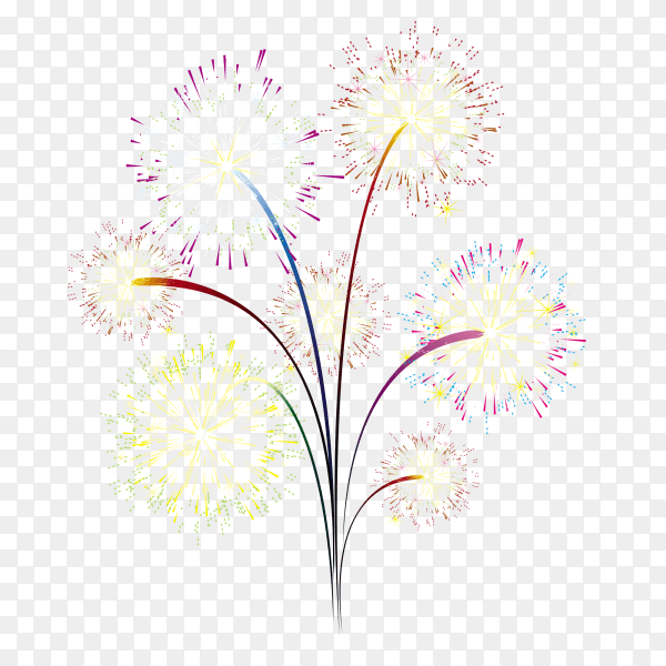 Hand painted fireworks on transparent background PNG