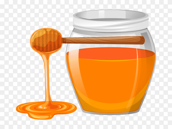 Honey jar and honey stick Premium vector PNG