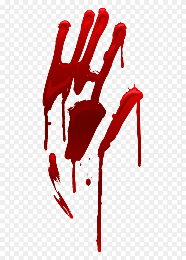 Horror scary blood dirty handprint vector PNG