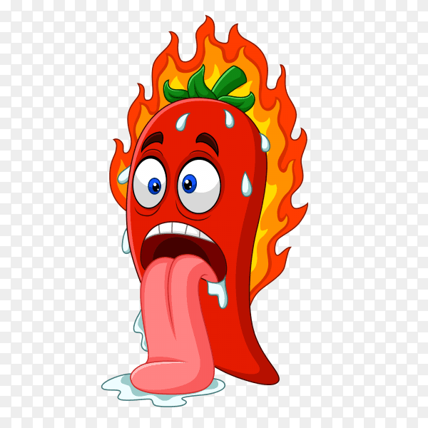 Hot chili flavour with chili fire cartoon Clipart PNG