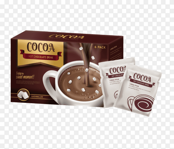 Hot chocolate drink package vector PNG