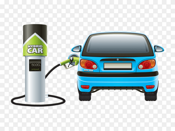 Hybrid car fuel Premium vector PNG