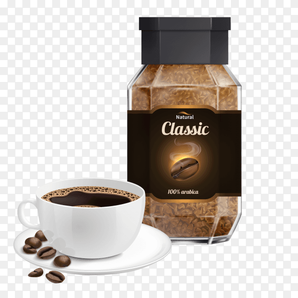 Instant coffee with Cup on transparent background PNG