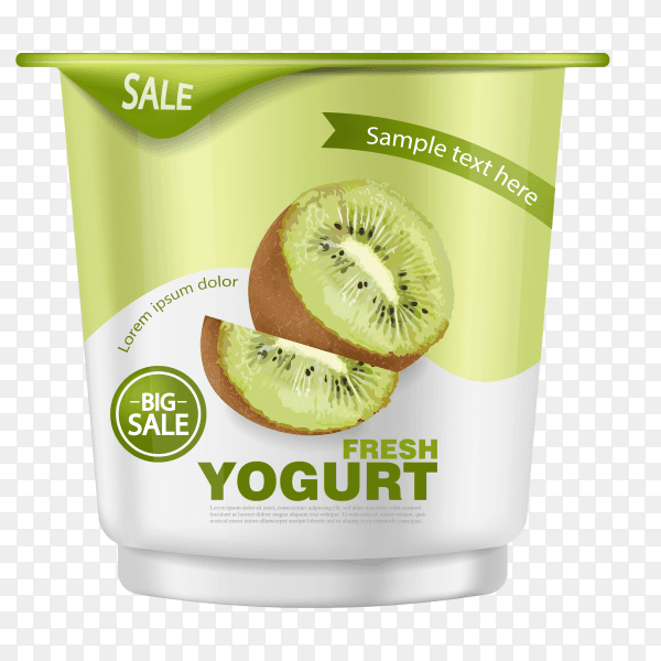 Kiwi yogurt realistic Premium Vector PNG