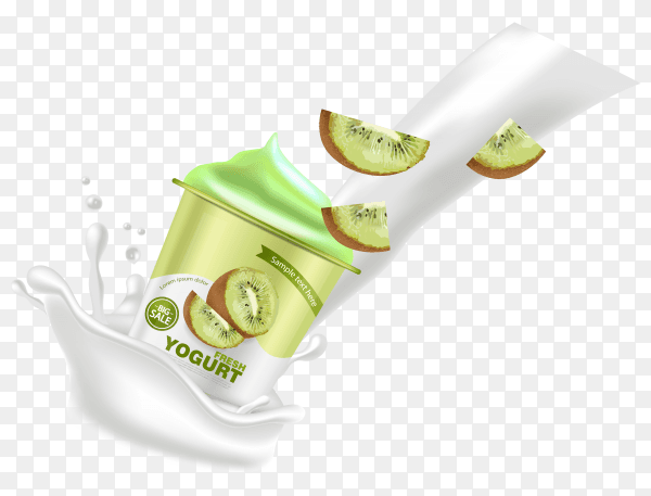Kiwi yogurt realistic Clipart PNG