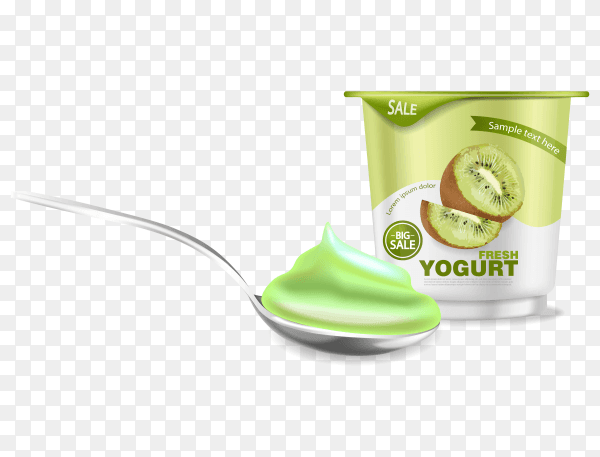 Kiwi yogurt realistic on transparent PNG