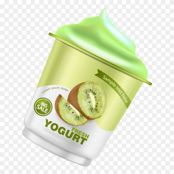 Kiwi yogurt realistic on transparent background PNG