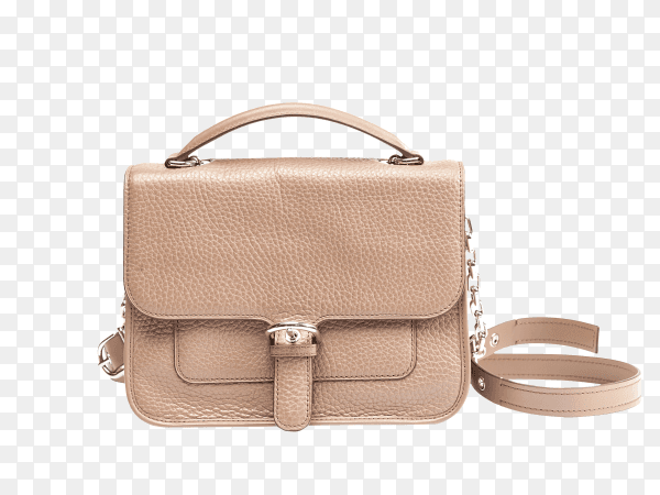Leather female handbag on transparent background PNG