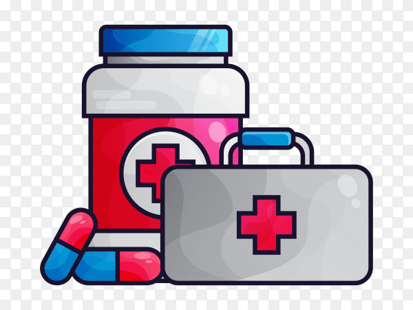 Medicine and capsusls different colors clipart PNG