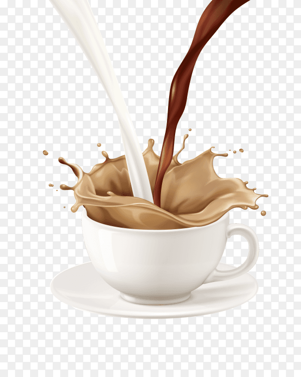 Milk Tea being poured into cup Premium vector PNG